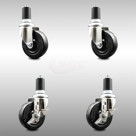 Service Caster 4 Inch 316SS Hard Rubber Swivel 1-5/8 Inch Expanding Stem Caster Brake SCC, 2PK SCC-SS316EX20S414-HRS-2-TLB-2-158